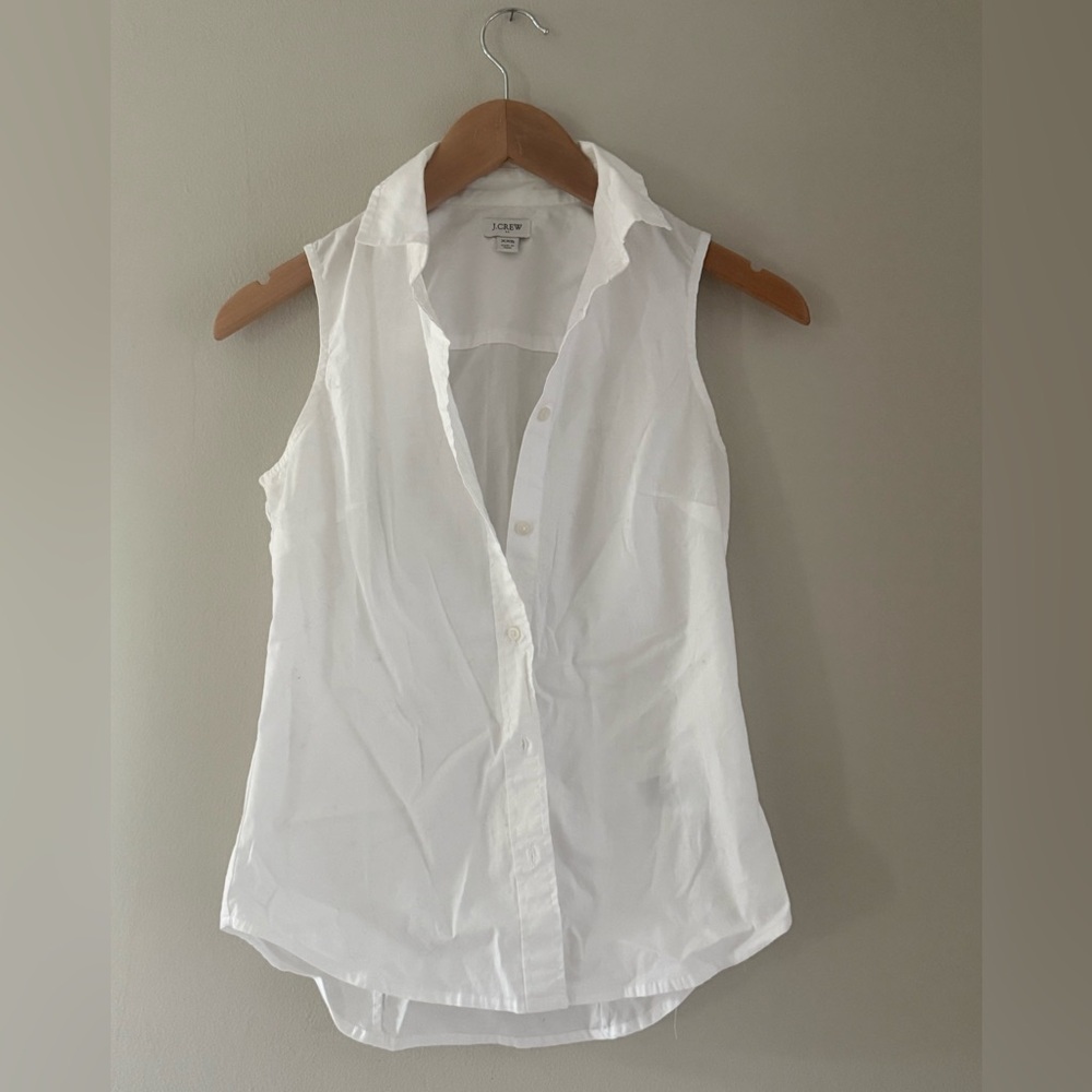 J. Crew Women's White Button Down Sleeveless Shirt